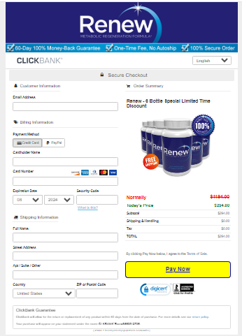 Renew Supplement order page